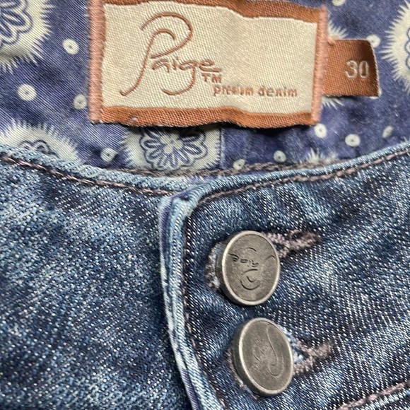 Paige Hidden Hills Denim Dark Wash Jeans Size 30 x 33 Flare - Picture 6 of 10